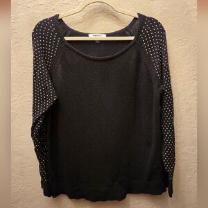 DKNYC Studded Sleeve Knit Sweater | Angora Blend | Y2K Luxe